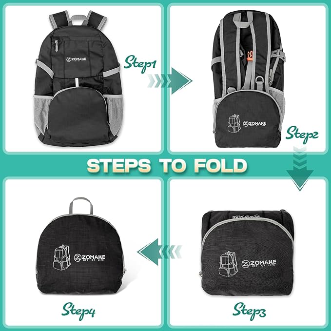 ZOMAKE Lightweight Packable Backpack 35L, Light Foldable Backpacks Water Resistant Collapsible