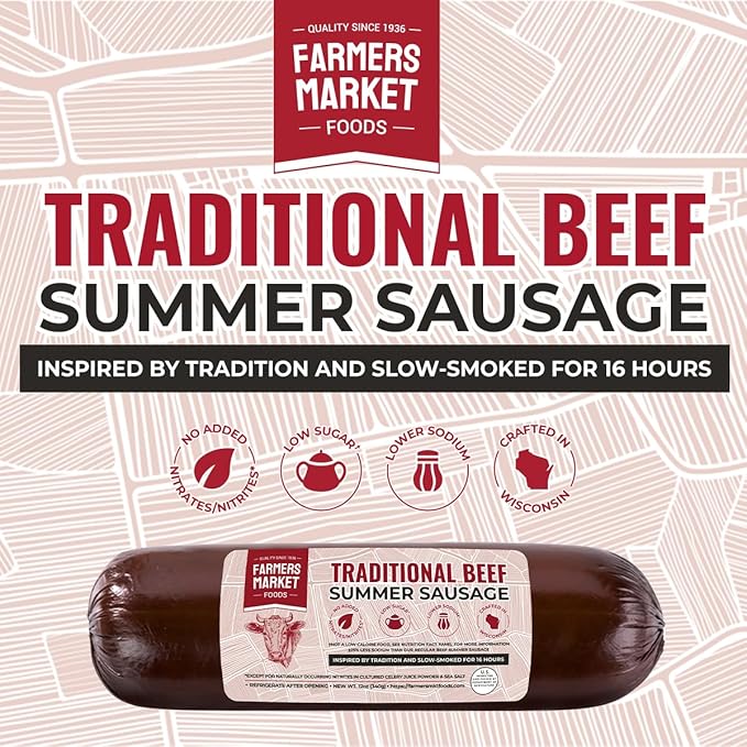 Farmers Market, Gluten Free, Keto, Paleo, Low Sodium, Zero Sugar, Summer Sausage Gift Set, 2-Pack