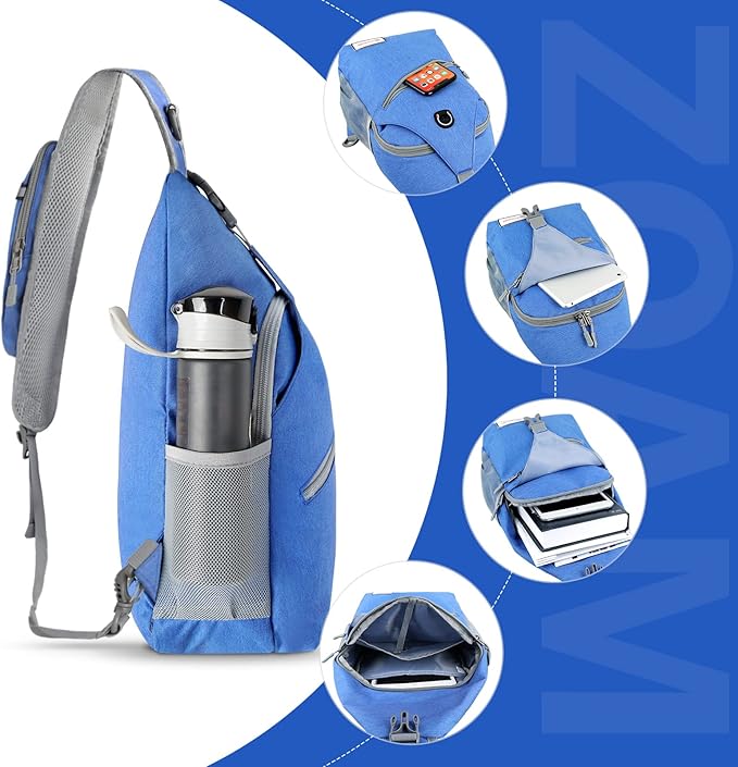 ZOMAKE Sling Bag,Small Crossbody Sling Backpack,Water Resistant Shoulder Daypack for Travel,Anti