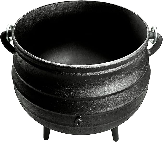 Cuisiland 14QT Cast Iron Potjie Cauldron Pot with Lid & 3 Legs – Pre-Seasoned South African-Style
