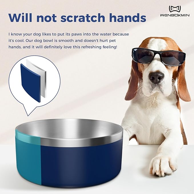 Dog Bowl, Stainless Steel Dog Food and Water Bowl with Non Slip Quiet Bottom, Easy to Clean