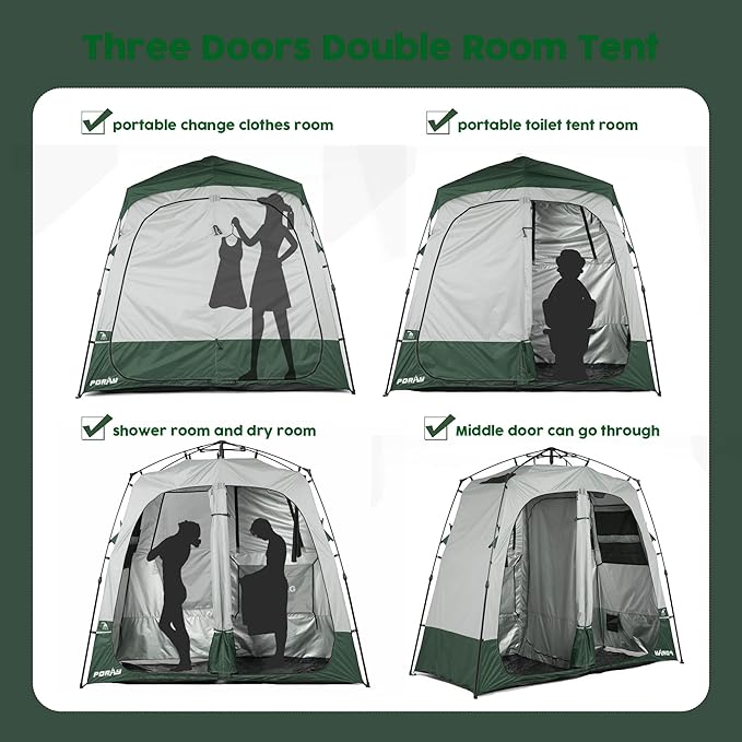 Camping Shower Tent Deluxe Changing Room Easy Set Up Privacy Shelter,Large Toilet Tent with Floor