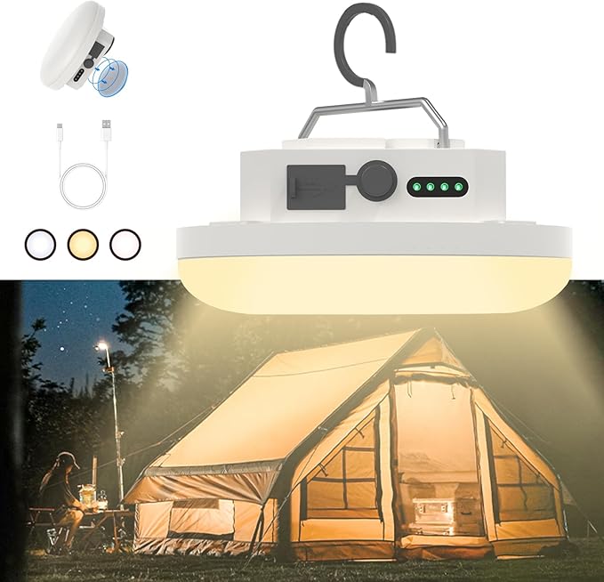 Hanging Camping Tent Light LED Rechargeable Portable Lantern Waterproof Outdoor Camp Lamp with