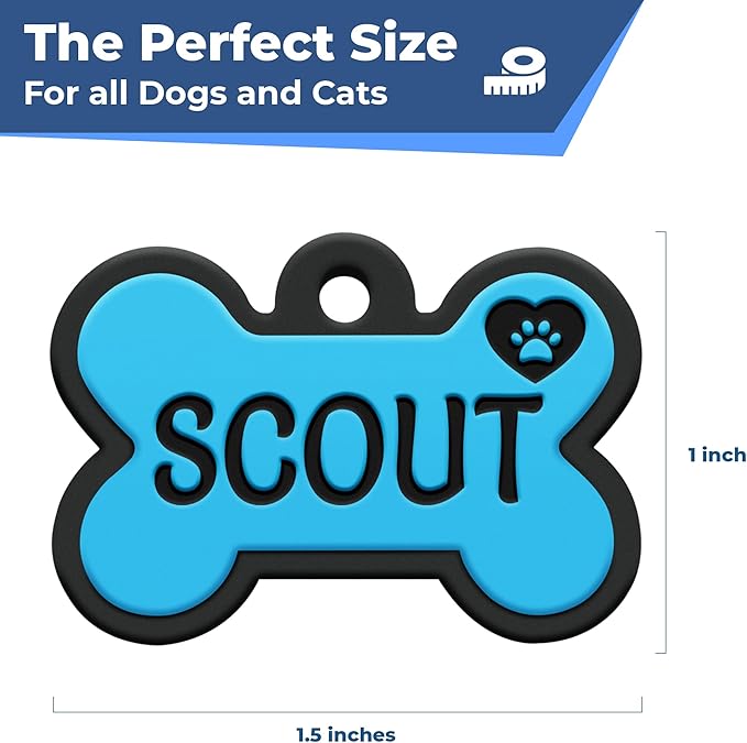GoTags Silicone Dog Tags, Soundless Pet Tag, Personalized Silent Tag Engraved for Pets with Cute