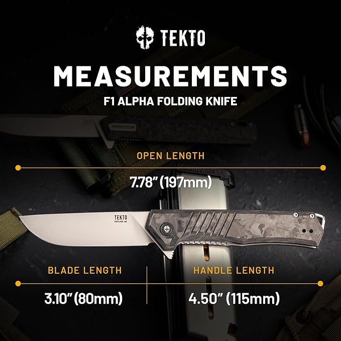 KNIVES F1 Alpha Folding Pocket Knife - Modified Straight Back Blade, Titanium Coated D2 Steel