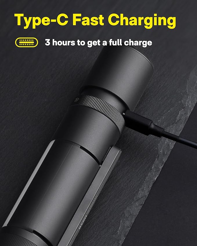 HOTO Emergency Flashlight Rechargeable, Magnetic LED Flashlight High Lumens with Window Glass