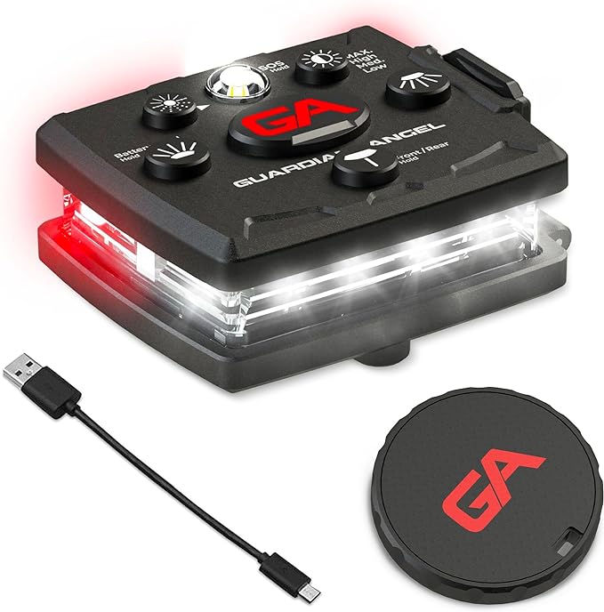 Guardian Angel Micro Series Safety Lights, (All White Front & Red Rear) | Rechargeable, Magnetic &