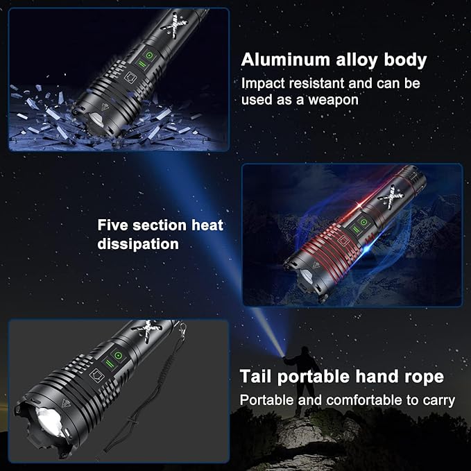 Rechargeable Led Flashlights 5200.000 High Lumens,Super Bright Flashlight True,Powerful Tactical