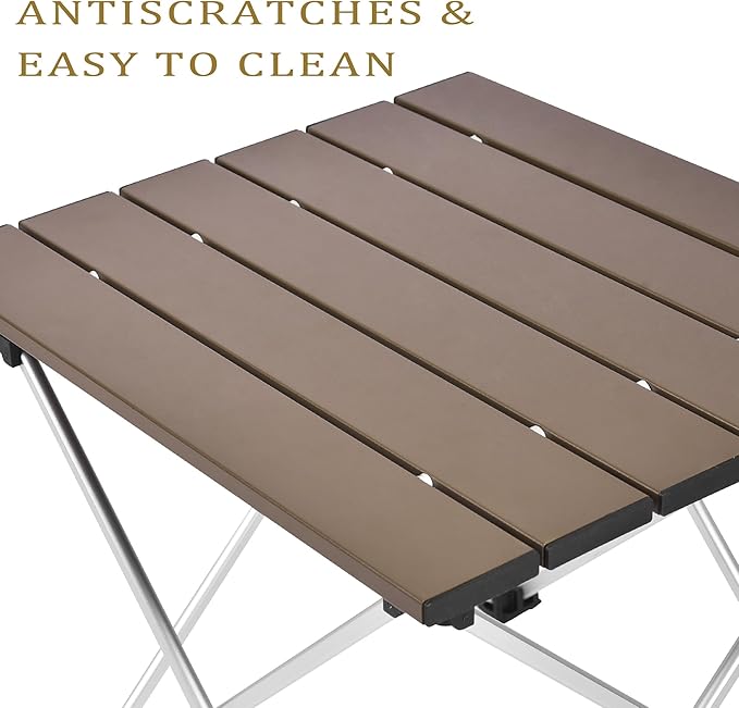 Grope Small Folding Camping Table with Aluminum Table Top, Beach Table for Sand with Carrying