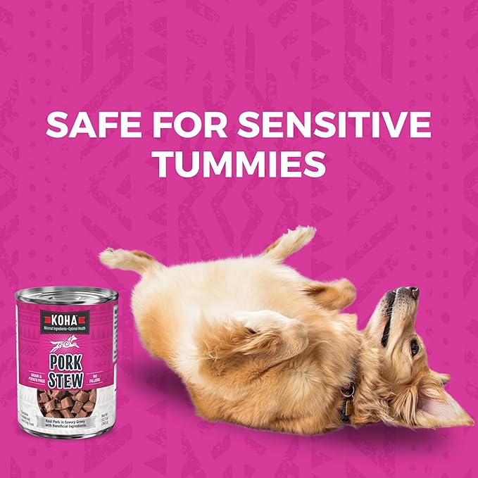 KOHA Minimal Ingredient Pork Stew for Dogs, High Protein Limited Ingredient Dog Food, 12.7oz Cans
