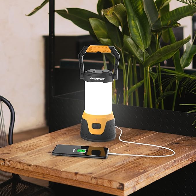 EverBrite Rechargeable LED Camping Lantern with Power Bank Function, 1000 Lumens Camping Lights, 5