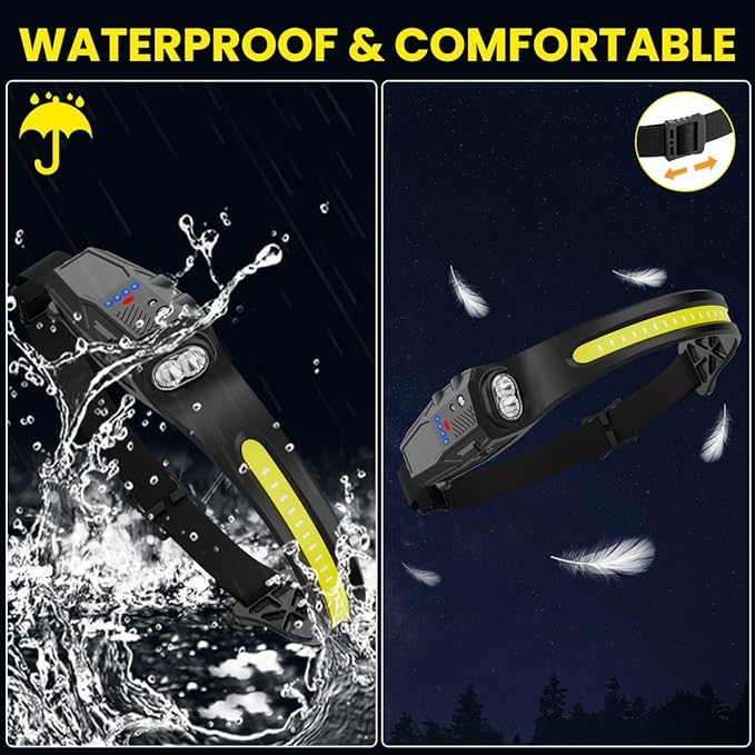 Headlamp Rechargeable 3Pack, 230° Wide Beam LED Headlamp, 7Mode Headlamps for Adults, Head Lamp