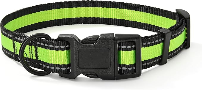 Mile High Life Dog Collar | Nylon Reflective Dog Collars | Light Weight Puppy Collars | Lime Green