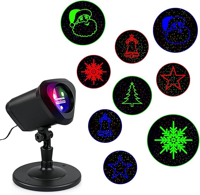 RGB Laser Christmas Lights - Indoor/Outdoor, 3 Colors, Multiple Patterns, Waterproof with Remote