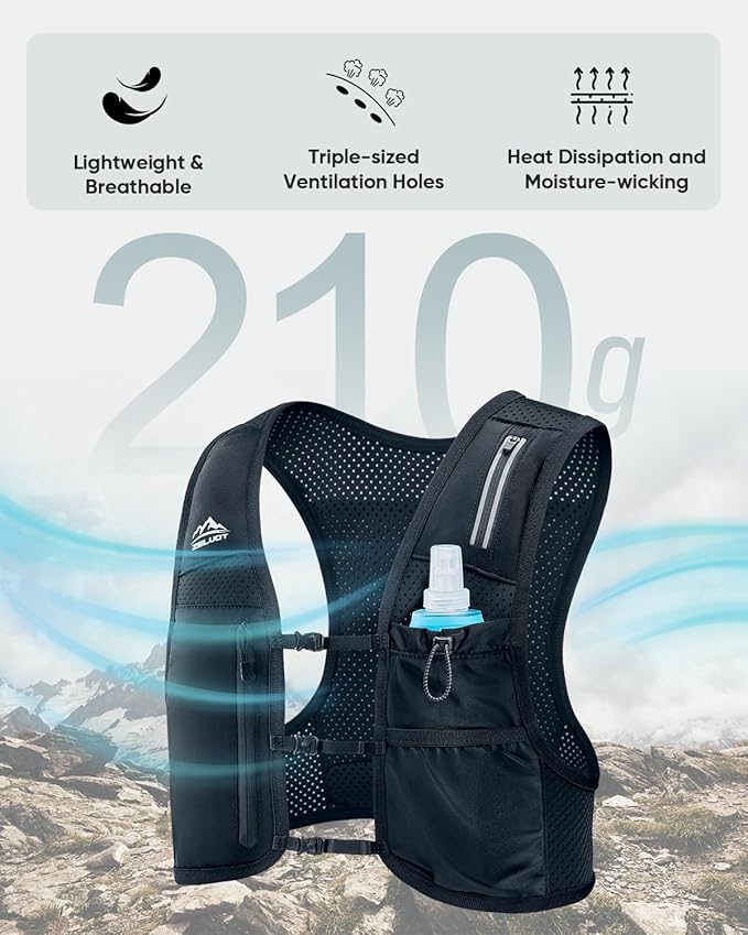 Running Vest for Women Men, USA Original Patent, Adjustable Chest Straps Running Hydration Vest