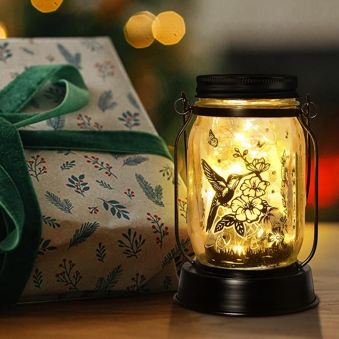 Hummingbird Solar Lantern Outdoor Garden Decor, Gifts for Women Mom Gradma Birthday Gifts, Hanging