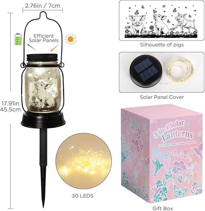 kyoryuger Pig Gifts for Women/Men Pig Lovers Solar Lantern Mom Birthday, Mothers Day, Solar Garden