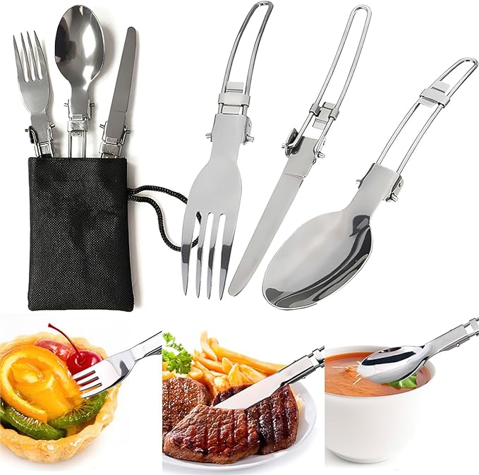 SS SUNSBELL Camping Cooking Set, Non-Stick Camping Pot and Pan Set, Portable Camping Cookware with