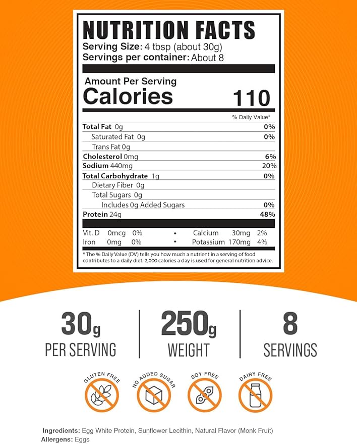 BulkSupplements.com Egg White Protein Powder - Egg White Powder, Lactose Free Protein - Unflavored