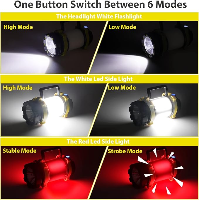 2 Pack Camping Lantern, Outdoor LED Camping Light, Rechargeable Flashlights with 1000LM, 6 Modes