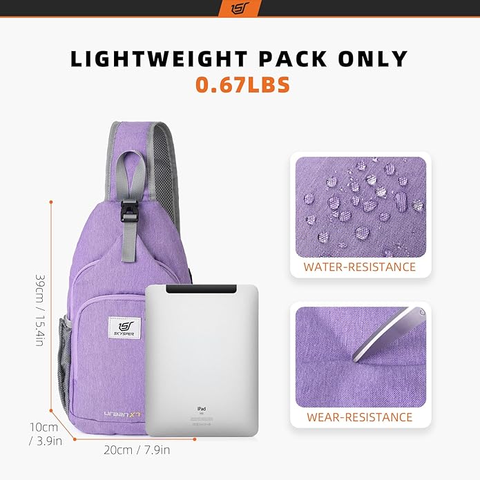 SKYSPER Sling Bag RFID Crossbody Sling Backpack Cross Body Shoulder Bag Travel Hiking Daypack for