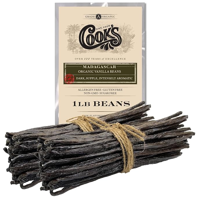 16 oz (1 lb) Organic Madagascar Whole Vanilla Beans, Grade A Vanilla Pods, Premium Vanilla Beans