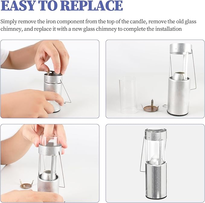 2-Pack Compatible Replacement Glass Chimney for UCO Candle Lantern, Durable & Heat-Resistant Glass