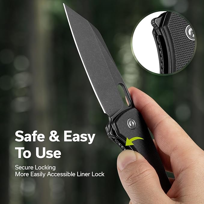 CIVIVI Nugz Folding Pocket Knife for EDC, 3.17" 14C28N Reverse Tanto Blade G10 Handle Flipper Knife