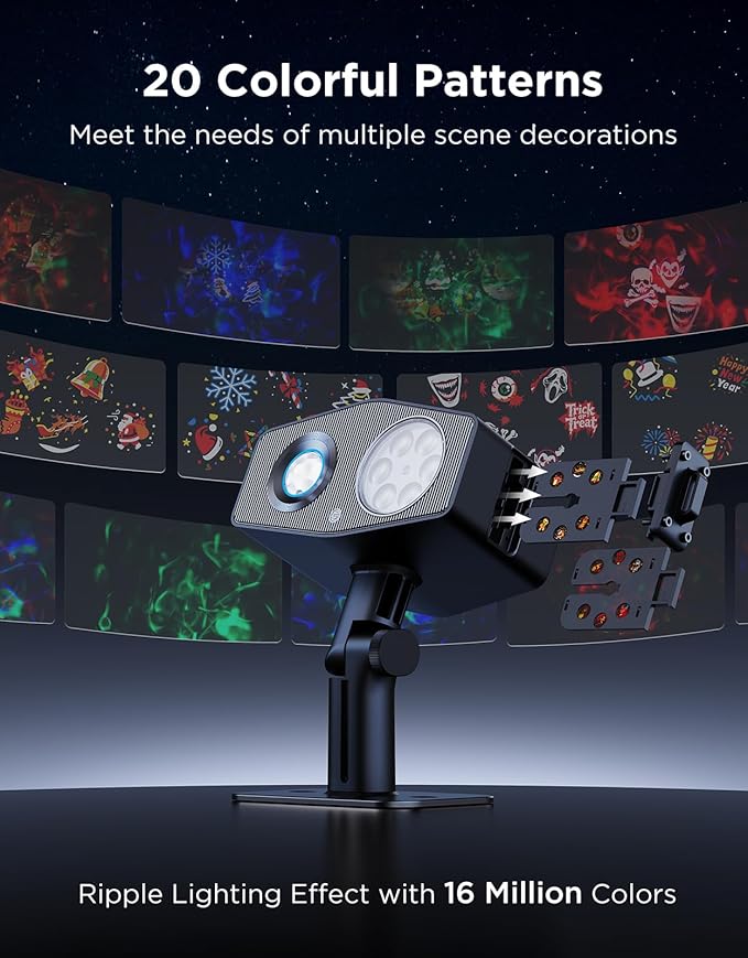 Govee Outdoor Decoration Projector Light, 20W LED Snowflake Projector, IP67 Waterproof, 180°
