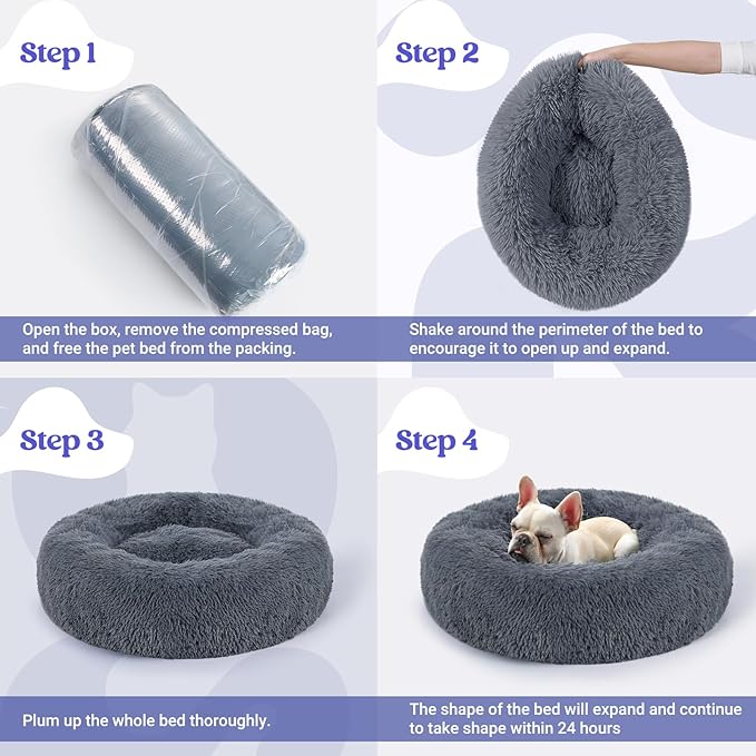 rabbitgoo Calming Dog Bed for Small Medium, 27 inches Pet Bed Machine Washable, Non-Slip Round