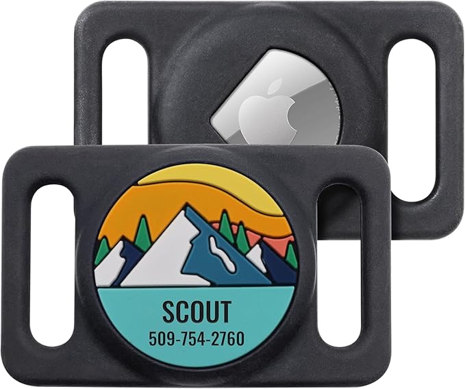 GoTags Designed for Airtag Engraved Dog Collar Holder, Personalized Airtag Case for Pet Collar, Up