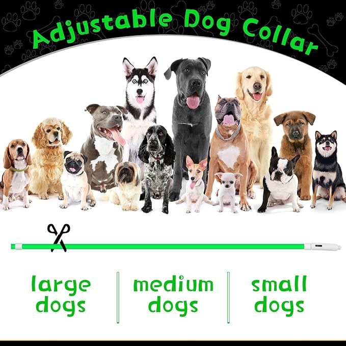 Weewooday 3 Pcs Dog Collar LED USB Rechargeable Lights Dog Necklace Collars Doggy Lights for Night