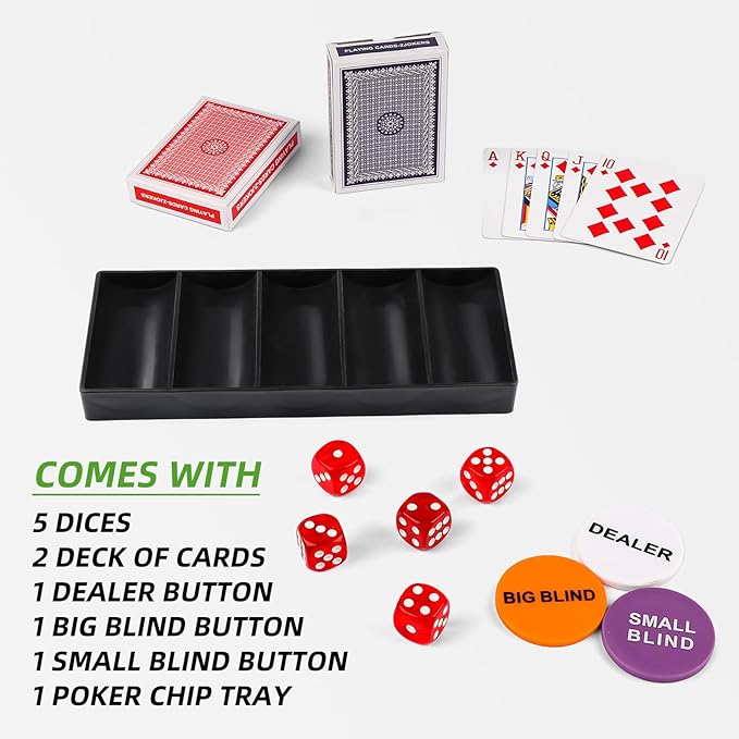 Poker Chip Travel Set, 100PCS 5 Color Professional Poker Chips in Cardboard Gift Box, 11.5 Gram