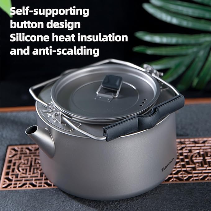 Camping Kettle Titanium Camp Tea Coffee Pot Portable Lightweight Tea Kettle Teapot Fast Heating