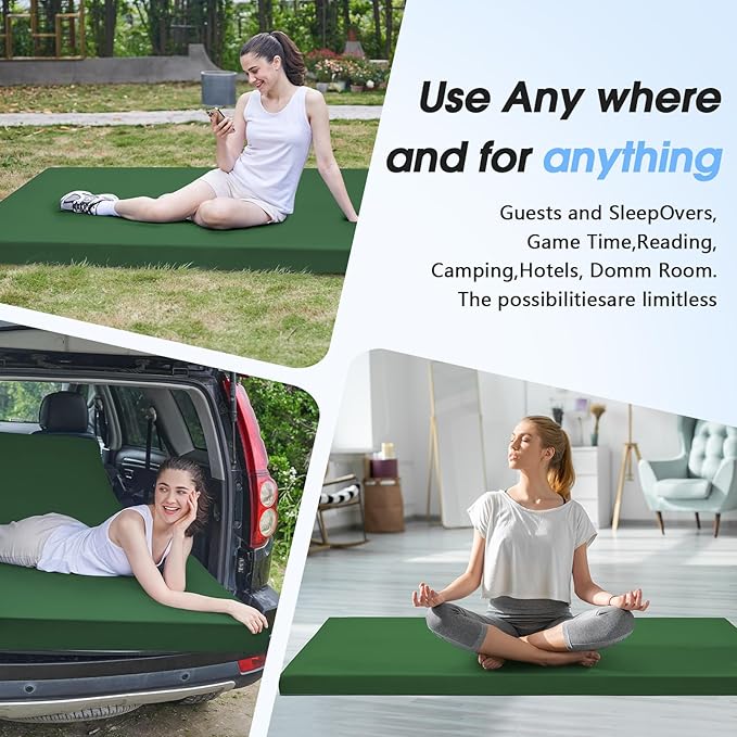 CYMULA Memory Foam Camping Mattress Pad,3inch Sleeping Pad for Camping,Non-Slip Bottom Floor Cot