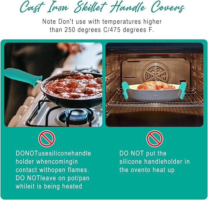 Joyhalo Cast Iron Skillet Handle Covers, 6 Pack Heat Resistant, Silicone Pot Handle Sleeve Covers