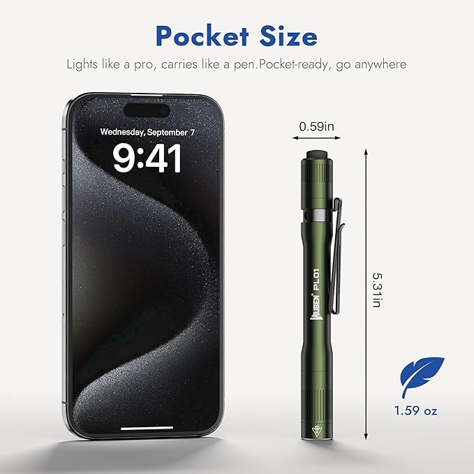 WUBEN PL01 Pen Light, 650 Lumens Pocket EDC Flashlight Rechargeable, Bright LED Pen Flashlight