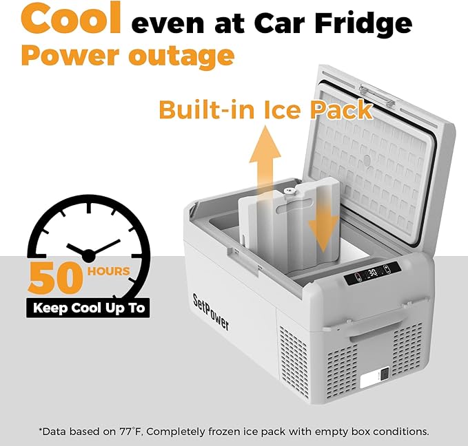 Setpower 12V Refrigerator 50 Hours Backup Cooling 21 Quart 12V Coolers for Vehicles Portable