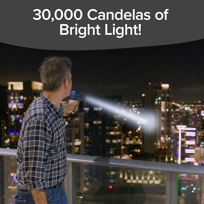 Mega-Bright Rechargeable Spotlight, AS-SEEN-ON-TV, Tactical & Emergency Flashlight, 10 Modes, Turbo