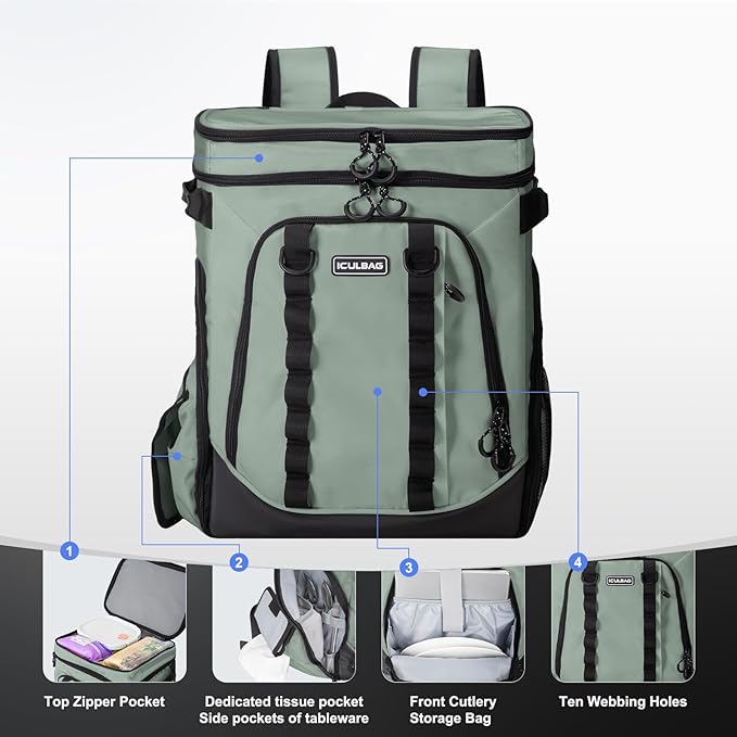 Beach Cooler Backpack for Men 36cans Insulated Backpack Cooler Lunch Bag for Women Camping Hiking