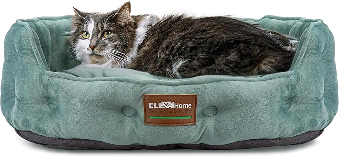 ClevaHome Cat Dog Bed for Small Pets up to 15lbs - Round Cat Beds for Indoor Cats, Machine Washable