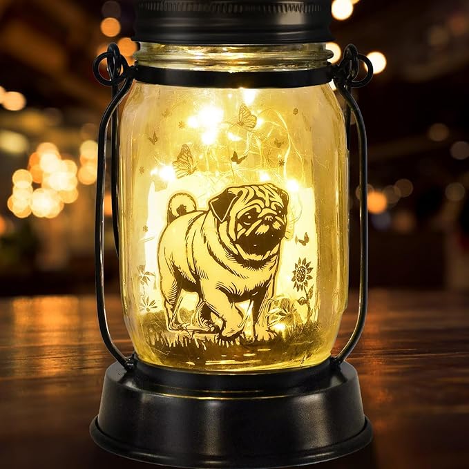kyoryuger Pug Gifts for Women/Men Pug Solar Lanterns Dog Mom Birthday Dog Lovers Lantern Pet Loss
