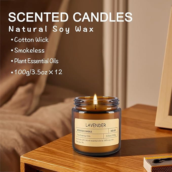 12Pack Scented Candle Set - Aromatherapy Candle Gift Set ??Long Lasting Jar Candles for Men| Women