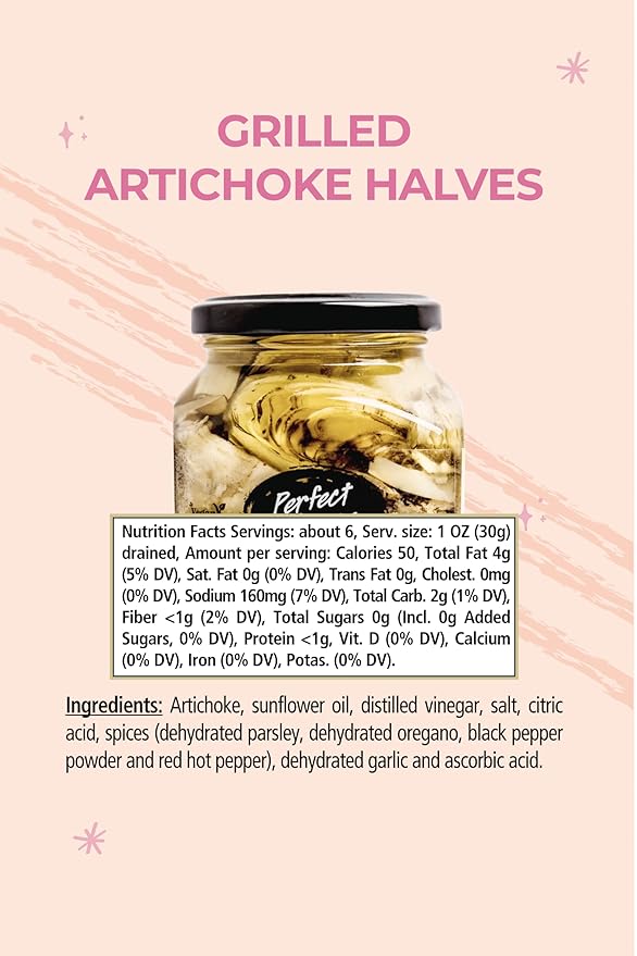 Perfect Choice Grilled Artichoke Halves in Oil - Delicious for Salads, Pizzas & More - 9.9 oz (Pack