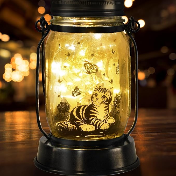 Cat Gifts Cat Solar Lanterns Cat Solar Lights Outdoor Cat Lover Gifts for Women Men Cat Lovers