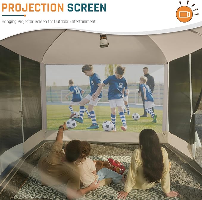 Screen House Tent 13x9ft Screen Room Mesh Gazebos w/ 2 Magnetic Doors, Included Projection Screen