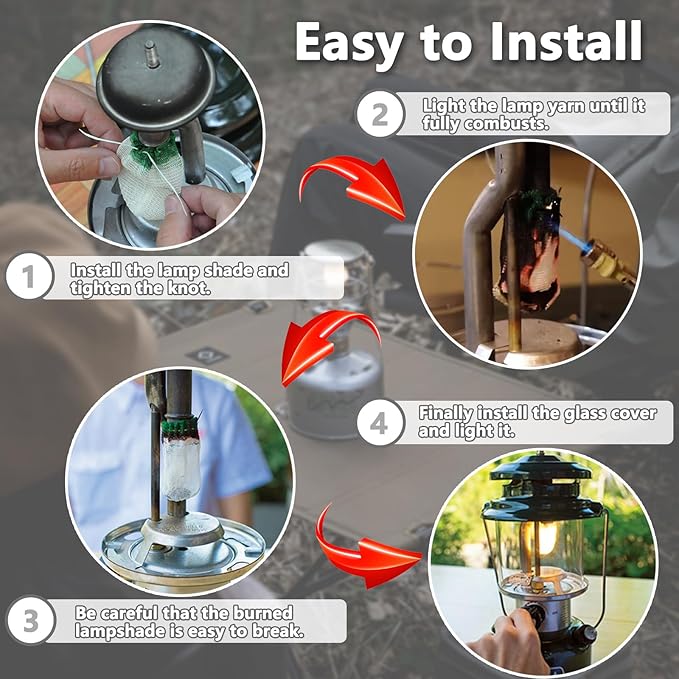 Lantern Mantles, Camping Lantern Mantles for Propane Lantern U Shape String Tie Mantles for Gas