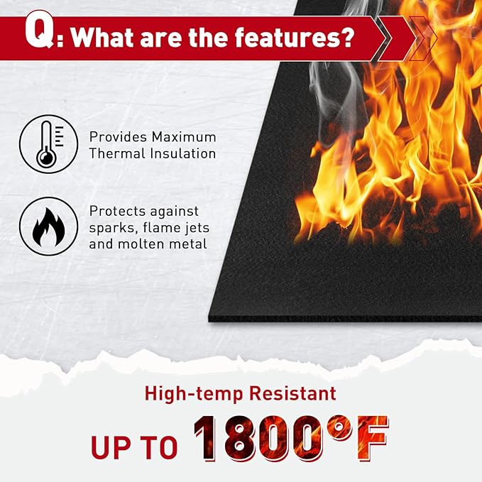 kanhiro 40x40 Inch Large Welding Blanket Fireproof Pad - 5mm Thickened Fire Resistant Carbon Felt