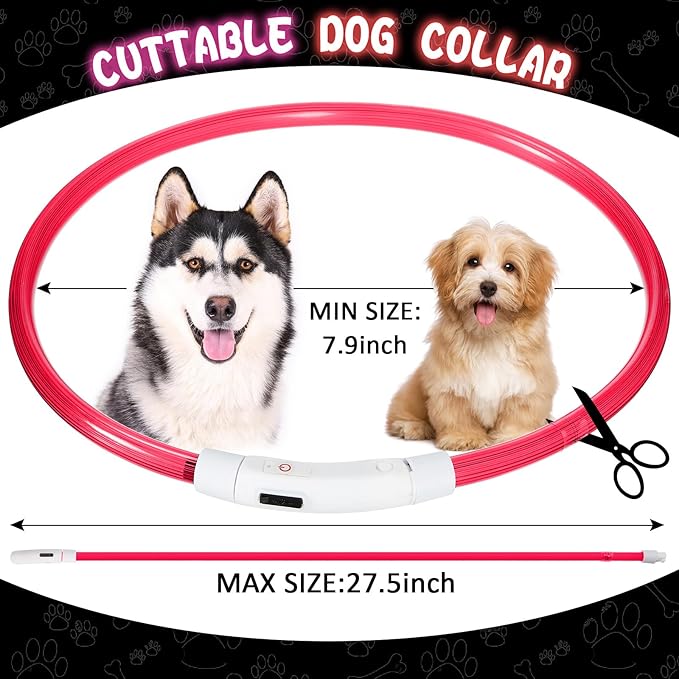Frienda 4 Pcs Dog Collar LED USB Rechargeable Lights Dog Necklace Collars Doggy Lights for Night