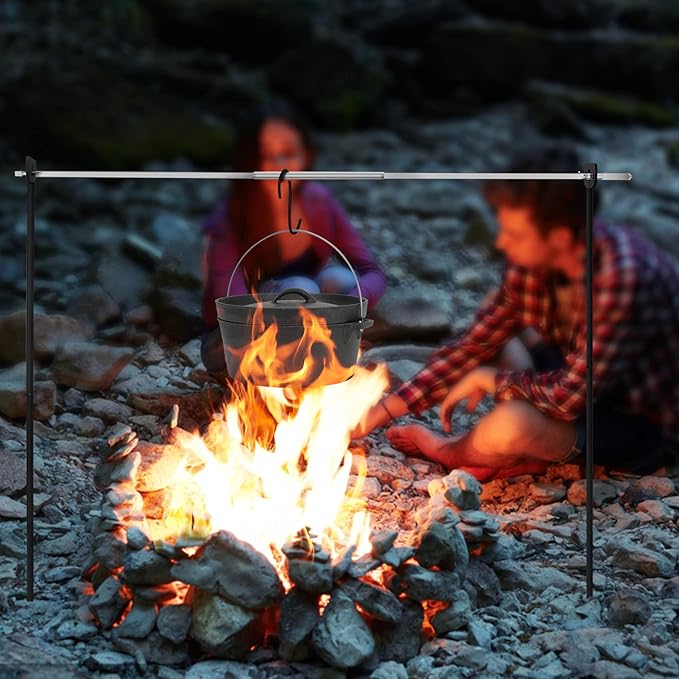 only fire Spit Rotisserie for Outdoor Campfire Grilling, Over Fire Camp Grill with 35×5/16" Square